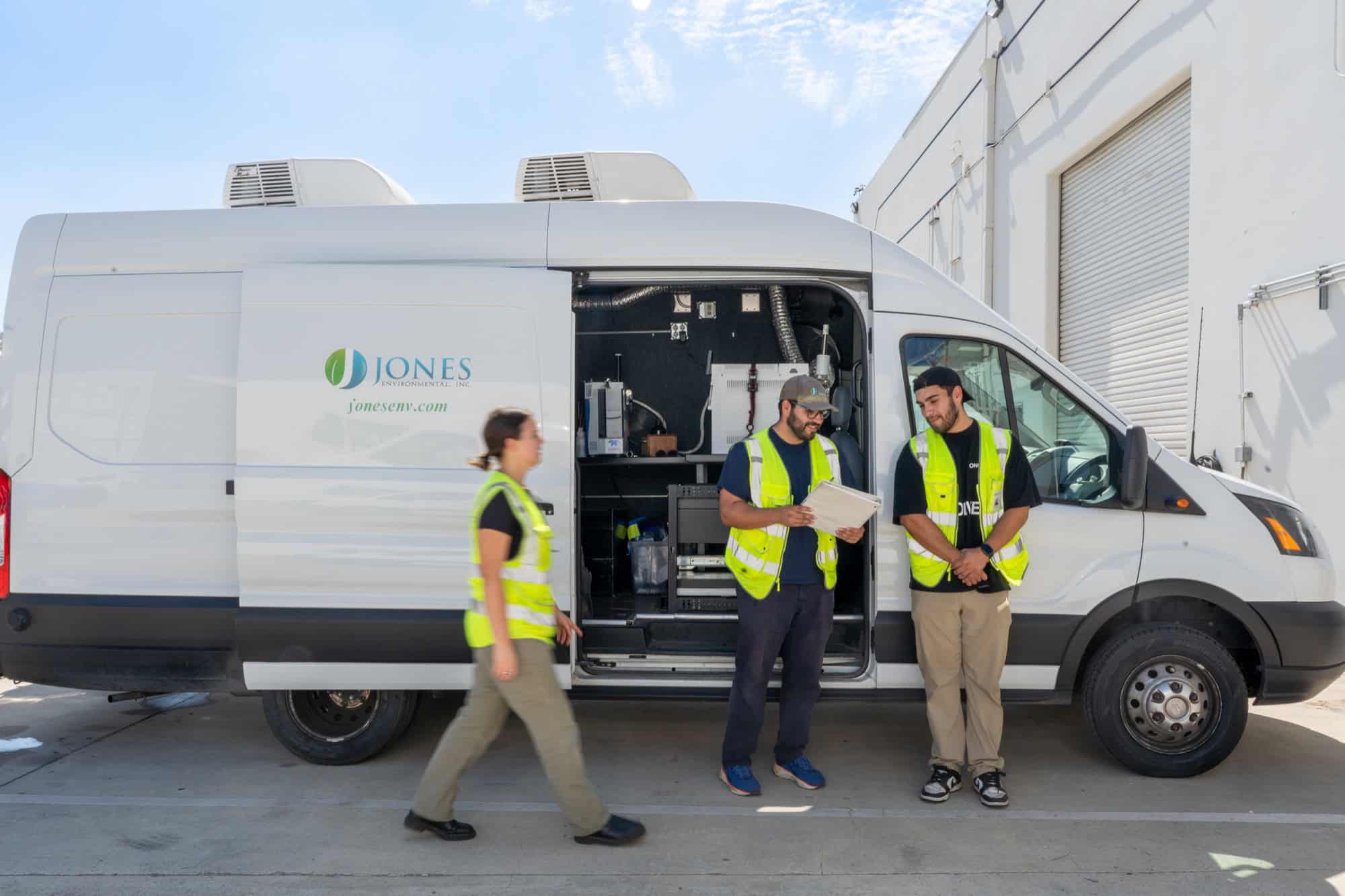 Jones Environmental mobile lab van and field team
